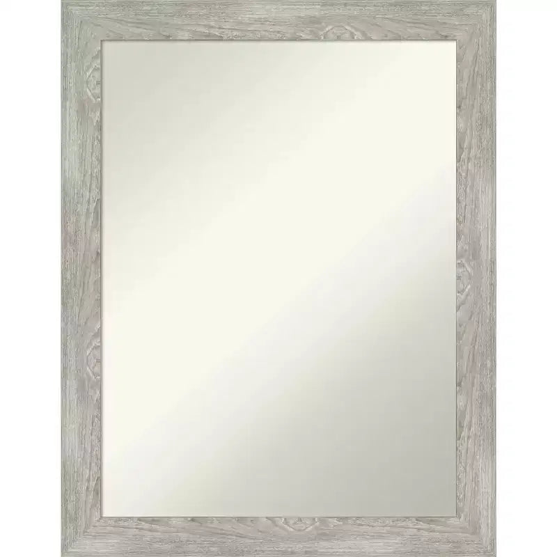 22" x 28" Non-Beveled Dove Gray Wash Narrow Wall Mirror - Amanti Art: Modern Rectangle, Polystyrene Frame, Wall Mounted