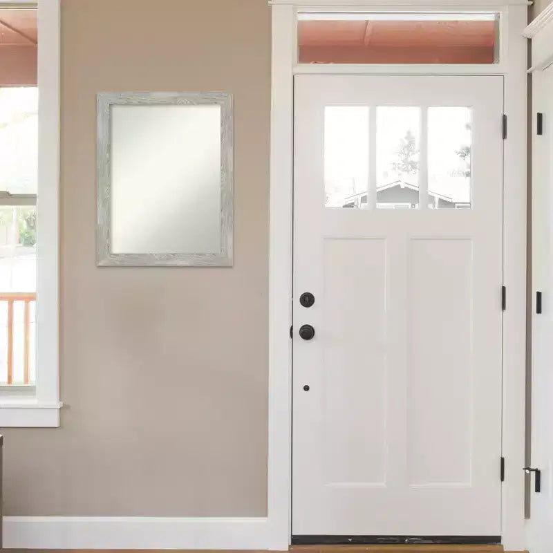 22" x 28" Non-Beveled Dove Gray Wash Narrow Wall Mirror - Amanti Art: Modern Rectangle, Polystyrene Frame, Wall Mounted