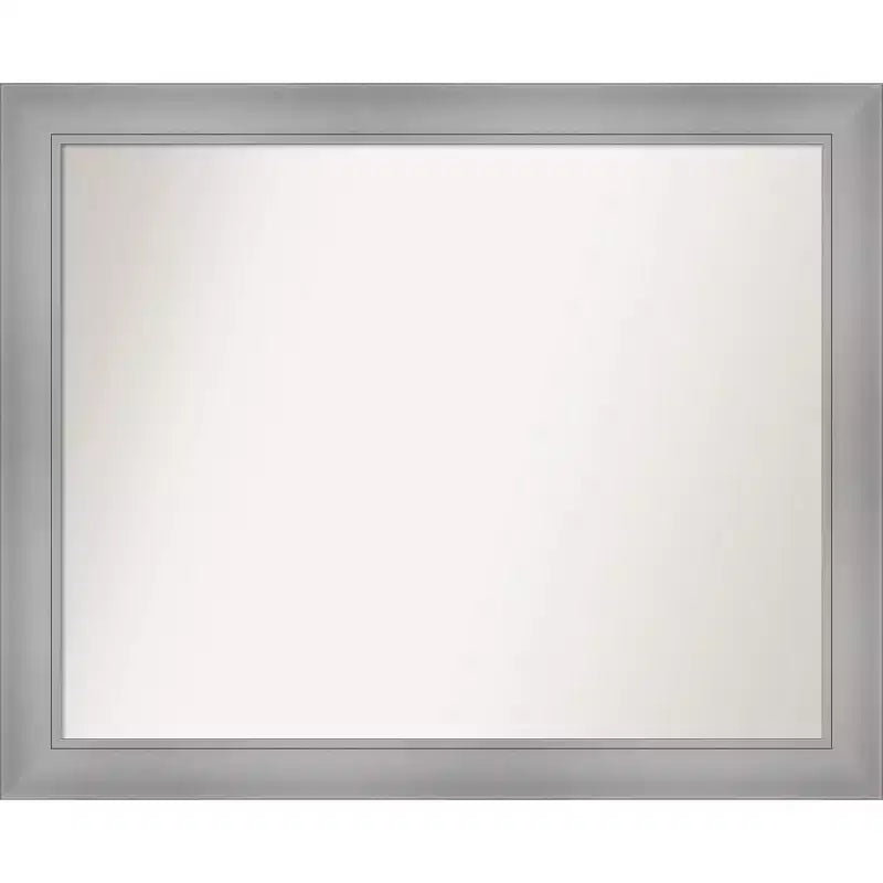 32" x 26" Non-Beveled Flair Polished Nickel Wall Mirror - Amanti Art: Modern Rectangle, Includes Mounting Hardware
