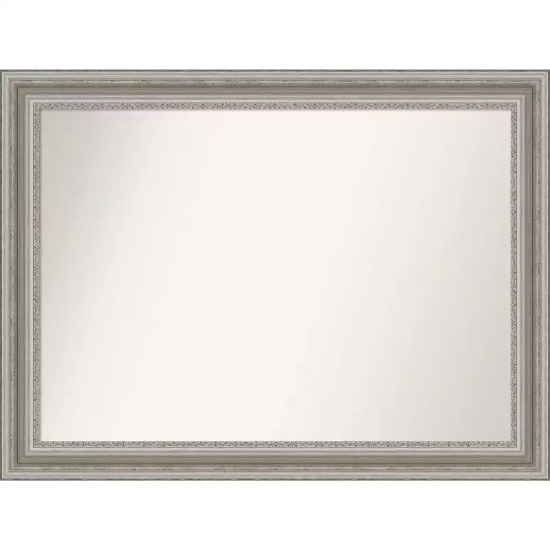 44" x 33" Non-Beveled Parlor Silver Wall Mirror - Amanti Art: Modern Rectangle, Polystyrene Frame, Includes Mount Hardware