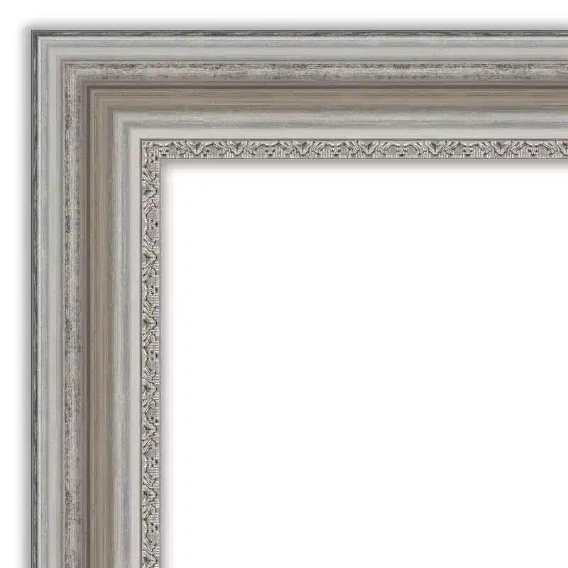 44" x 33" Non-Beveled Parlor Silver Wall Mirror - Amanti Art: Modern Rectangle, Polystyrene Frame, Includes Mount Hardware