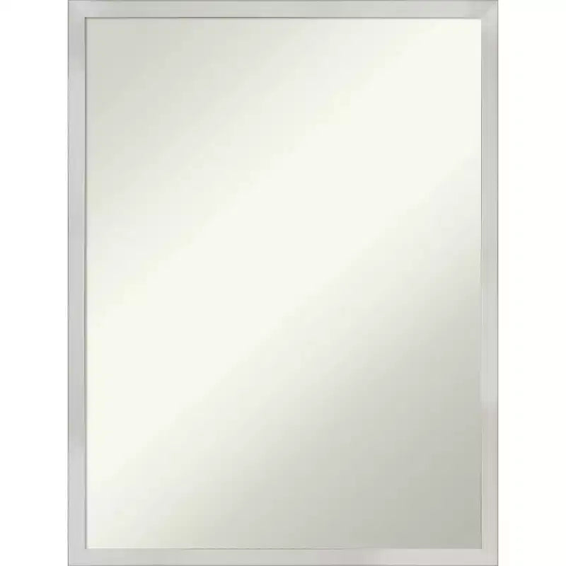 20" x 26" Non-Beveled Svelte Silver Wood Bathroom Wall Mirror - Amanti Art: Modern Rectangular Vanity, Includes Mount Hardware