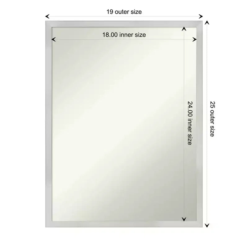 20" x 26" Non-Beveled Svelte Silver Wood Bathroom Wall Mirror - Amanti Art: Modern Rectangular Vanity, Includes Mount Hardware