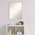 20" x 26" Non-Beveled Svelte Silver Wood Bathroom Wall Mirror - Amanti Art: Modern Rectangular Vanity, Includes Mount Hardware