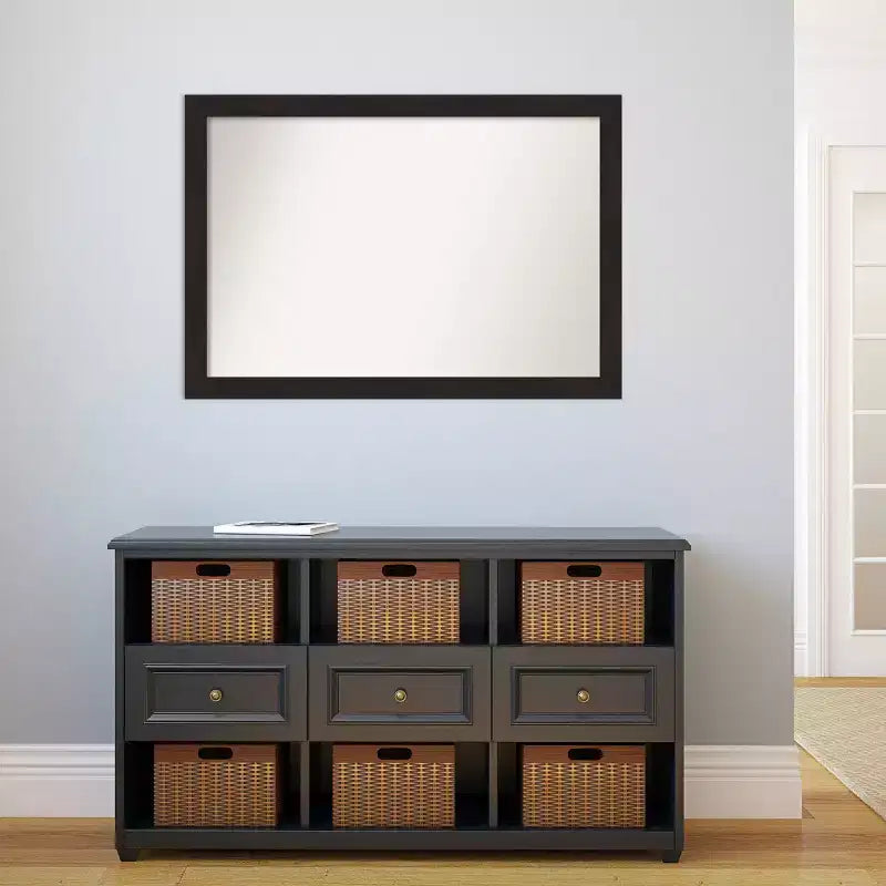 40" x 28" Non-Beveled Furniture Espresso Narrow Wall Mirror - Amanti Art