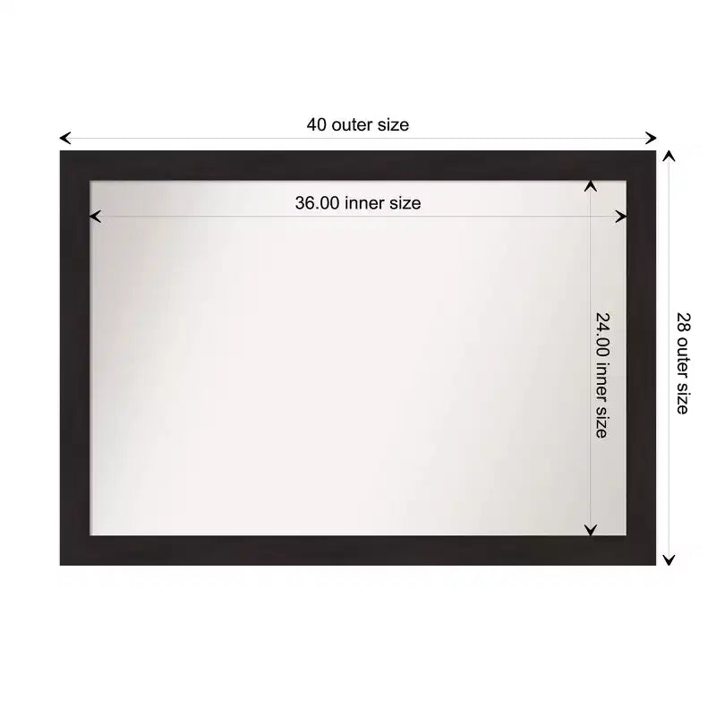 40" x 28" Non-Beveled Furniture Espresso Narrow Wall Mirror - Amanti Art