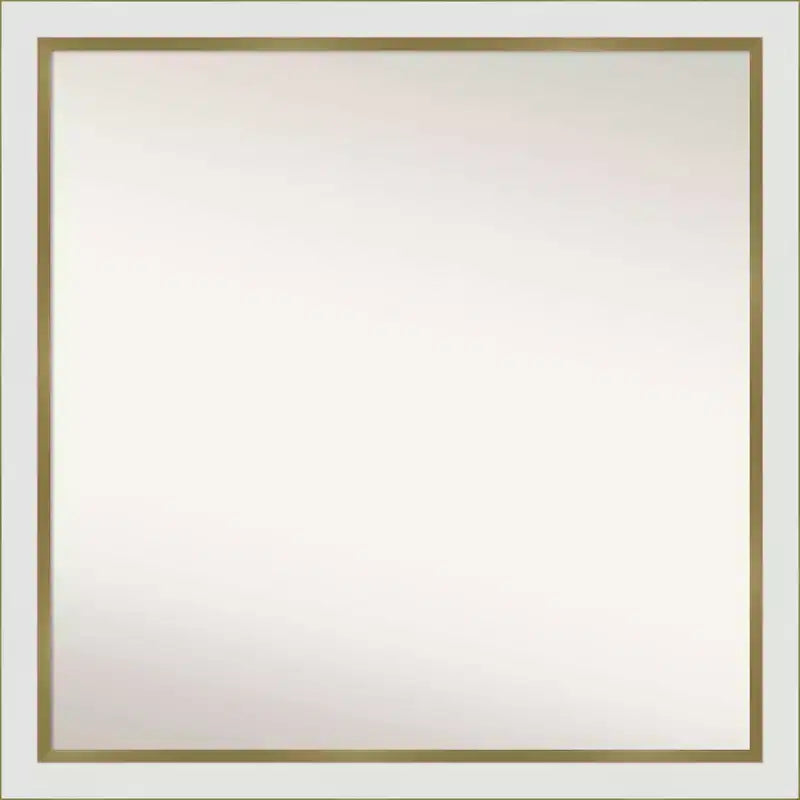 29" x 29" Non-Beveled Eva White Gold Narrow Wall Mirror - Amanti Art: Modern Square, Polystyrene Frame