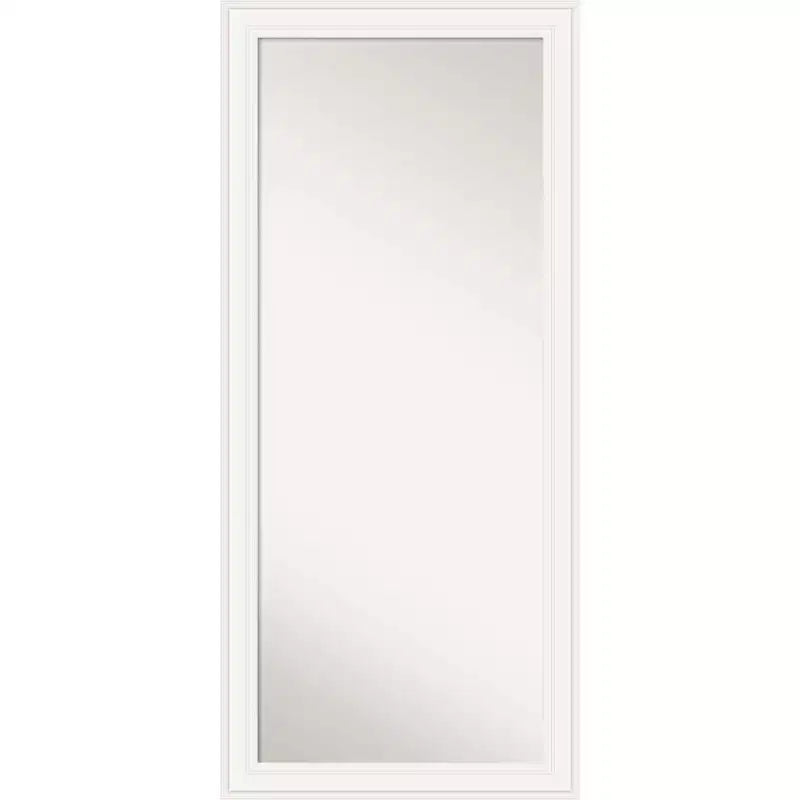 30" x 66" Non-Beveled Ridge White Full Length Floor Leaner Mirror - Amanti Art