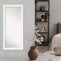 30" x 66" Non-Beveled Ridge White Full Length Floor Leaner Mirror - Amanti Art