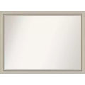 42" x 31" Non-Beveled Romano Silver Narrow Wood Bathroom Wall Mirror - Amanti Art: Modern Rectangular, Includes Mount Hardware