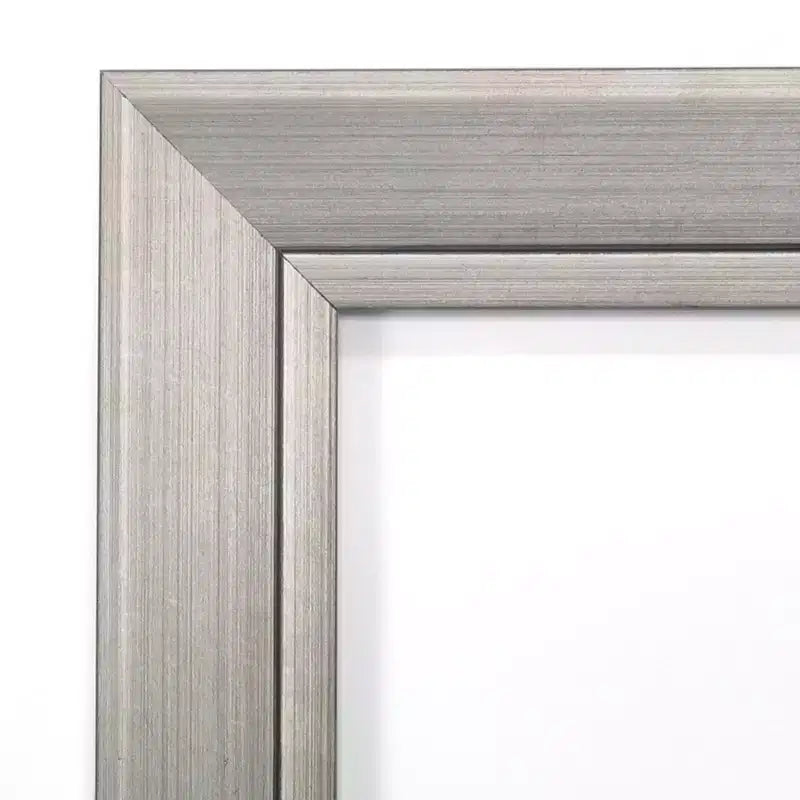 42" x 31" Non-Beveled Romano Silver Narrow Wood Bathroom Wall Mirror - Amanti Art: Modern Rectangular, Includes Mount Hardware