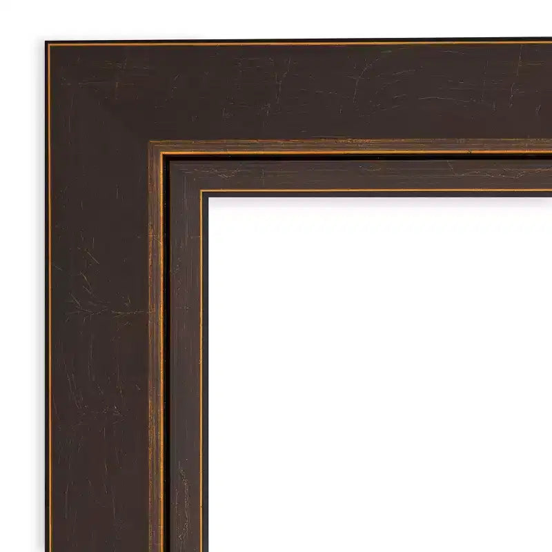 25" x 25" Beveled Lara Bronze Wood Wall Mirror - Amanti Art: Modern Square Design, No Assembly, Includes Mount Hardware