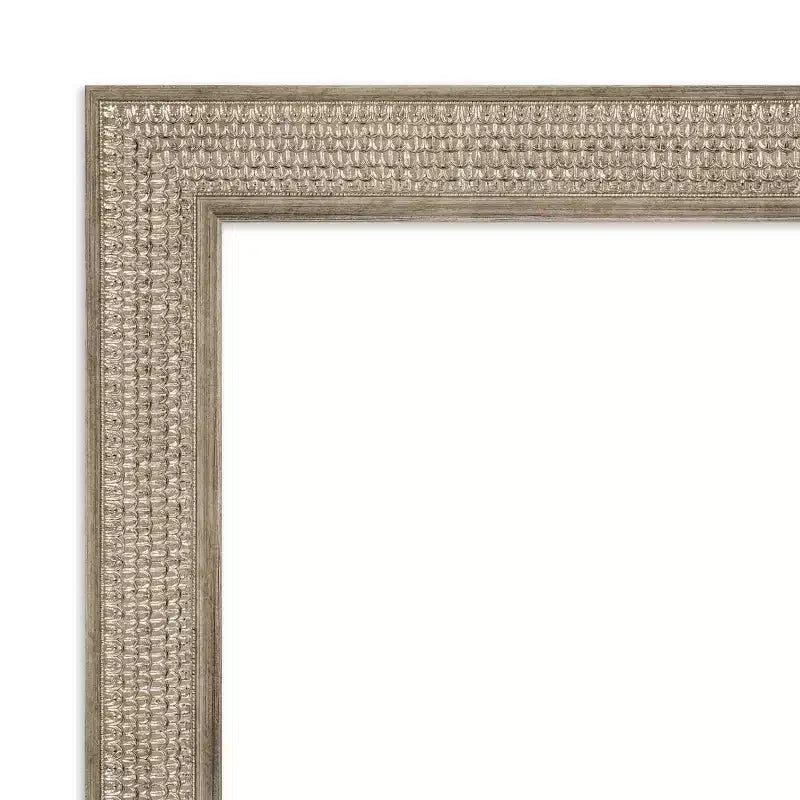 30" x 66" Non-Beveled Trellis Silver Wood Full Length Floor Leaner Mirror - Amanti Art