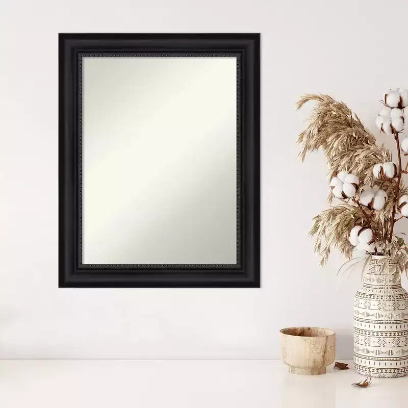 23" x 29" Non-Beveled Astor Black Wall Mirror - Amanti Art: Modern Rectangular, Decorative, Frame Included