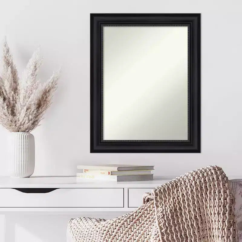 23" x 29" Non-Beveled Astor Black Wall Mirror - Amanti Art: Modern Rectangular, Decorative, Frame Included