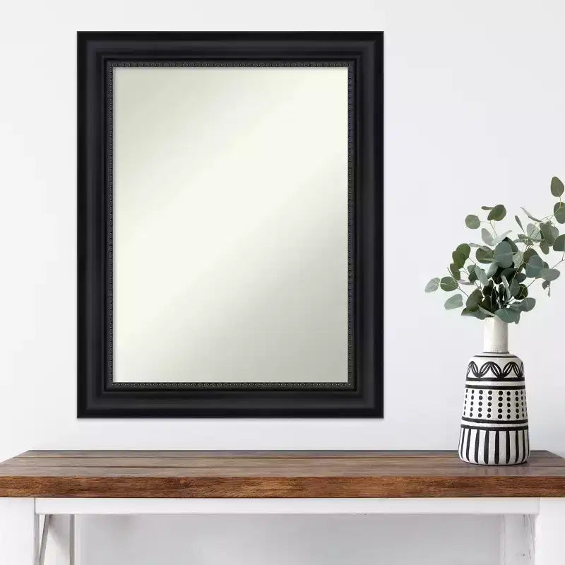 23" x 29" Non-Beveled Astor Black Wall Mirror - Amanti Art: Modern Rectangular, Decorative, Frame Included