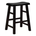 eHemco Heavy-Duty Solid Wood Saddle Seat Kitchen Counter Height Barstools, 24 Inch, Black