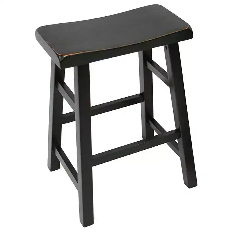 Tabourets de bar à hauteur de comptoir de cuisine en bois massif très résistants, siège selle, 61 cm, noirs