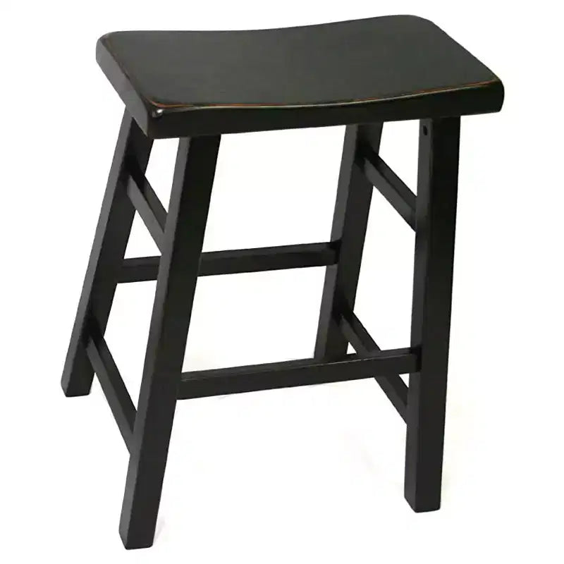 Tabourets de bar à hauteur de comptoir de cuisine en bois massif très résistants, siège selle, 61 cm, noirs