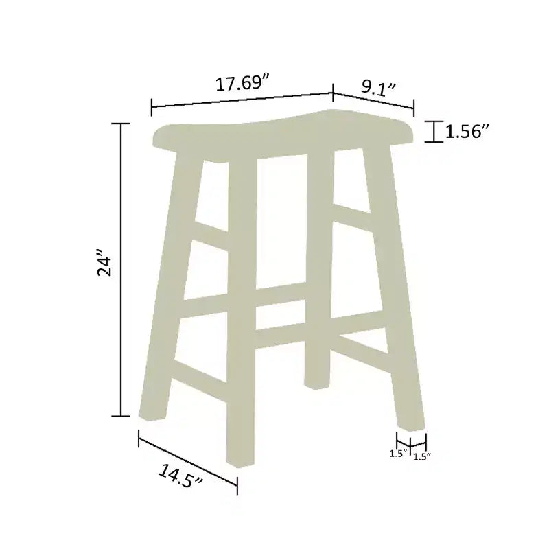 Tabourets de bar à hauteur de comptoir de cuisine en bois massif très résistants, siège selle, 61 cm, noirs