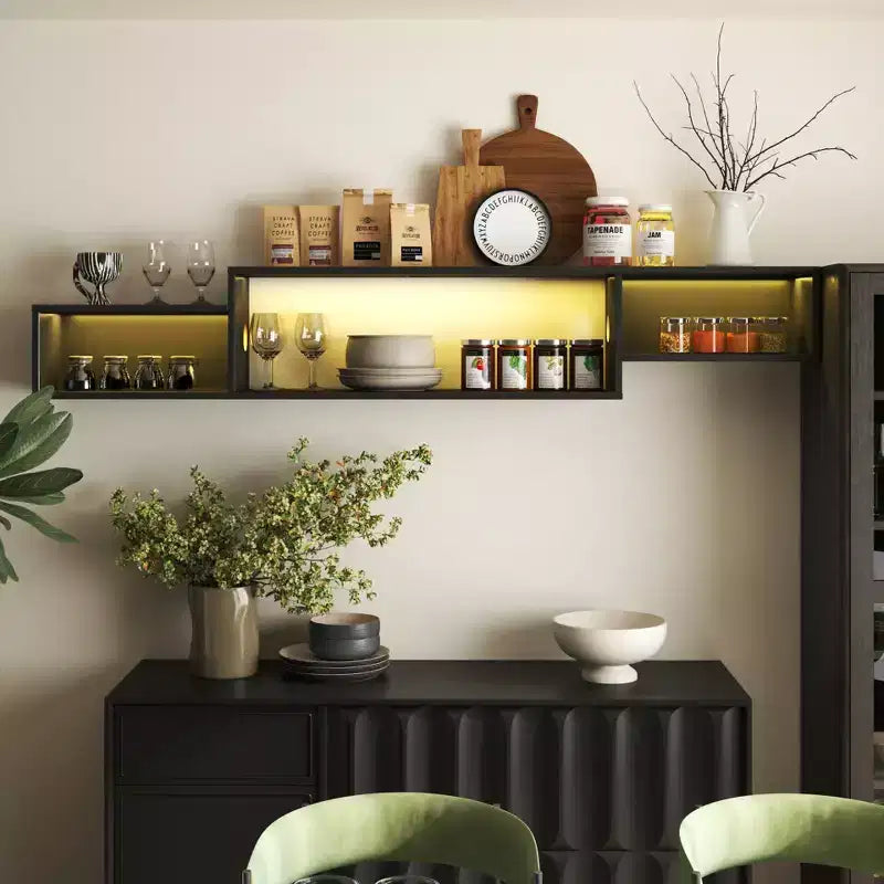 Meuble TV flottant mural, armoires de rangement décoratives avec station de charge