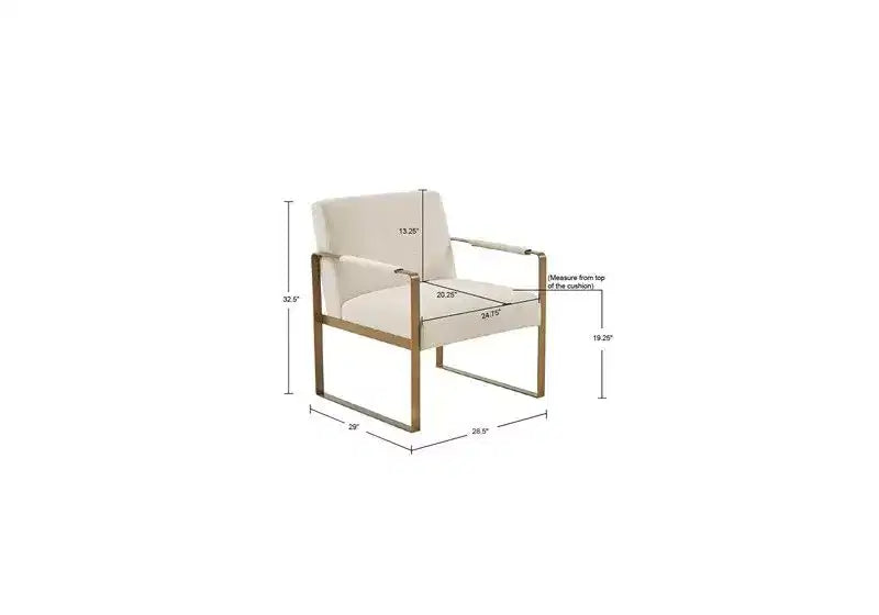 Fauteuil d'appoint décontracté avec coussin de dossier confortable, structure en métal doré, fauteuil de lecture élégant pour salon et salle d'attente