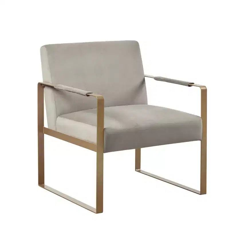 Fauteuil d'appoint décontracté avec coussin de dossier confortable, structure en métal doré, fauteuil de lecture élégant pour salon et salle d'attente