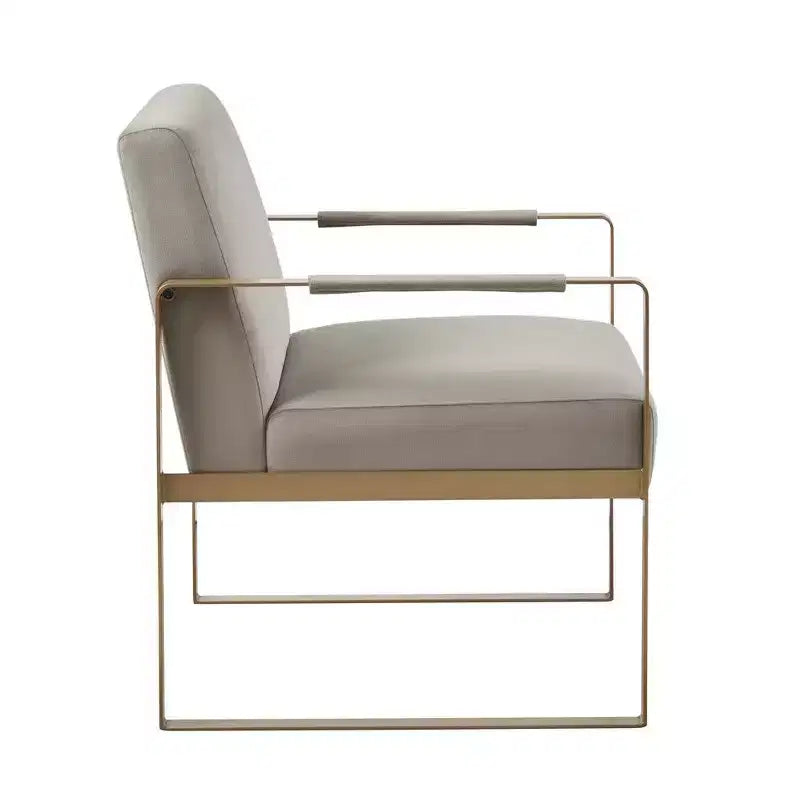 Fauteuil d'appoint décontracté avec coussin de dossier confortable, structure en métal doré, fauteuil de lecture élégant pour salon et salle d'attente