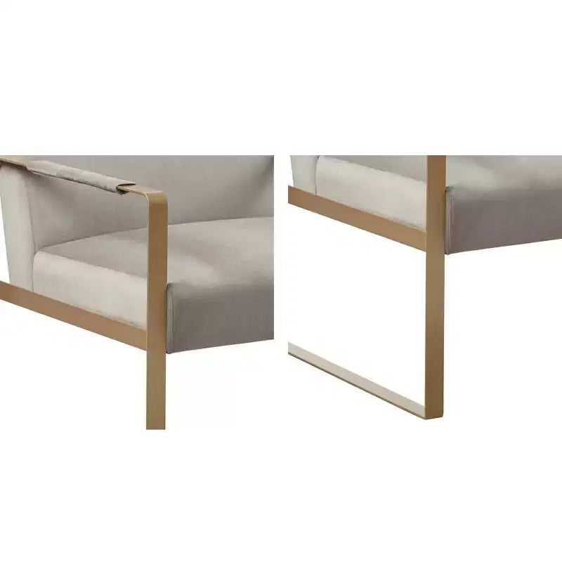 Fauteuil d'appoint décontracté avec coussin de dossier confortable, structure en métal doré, fauteuil de lecture élégant pour salon et salle d'attente