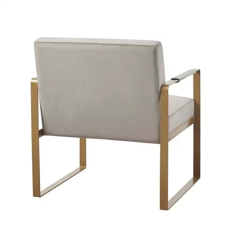 Fauteuil d'appoint décontracté avec coussin de dossier confortable, structure en métal doré, fauteuil de lecture élégant pour salon et salle d'attente