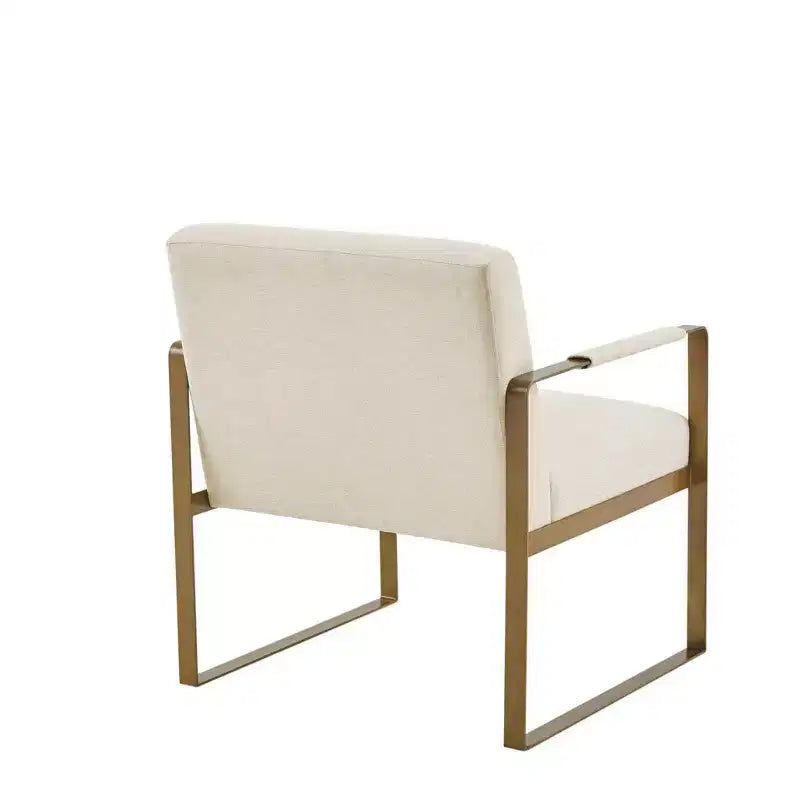 Fauteuil d'appoint décontracté avec coussin de dossier confortable, structure en métal doré, fauteuil de lecture élégant pour salon et salle d'attente