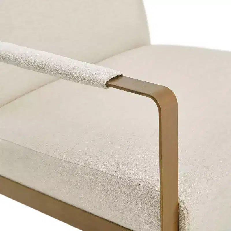 Fauteuil d'appoint décontracté avec coussin de dossier confortable, structure en métal doré, fauteuil de lecture élégant pour salon et salle d'attente
