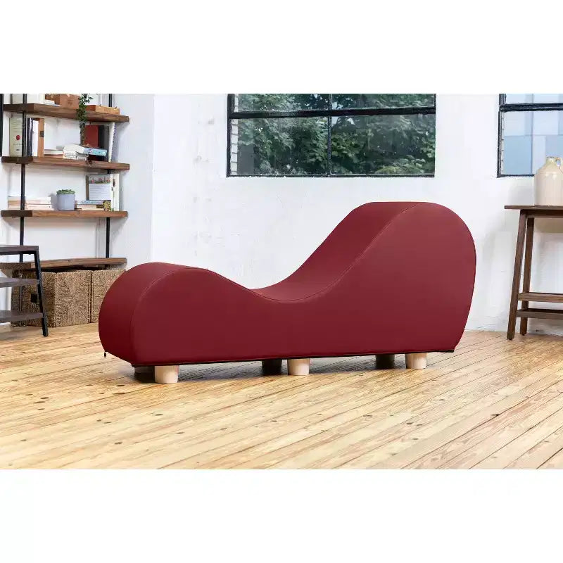 Chaise longue pour l'étirement et la relaxation, pieds en bois d'Hévéa, similicuir - Gris sous-marin