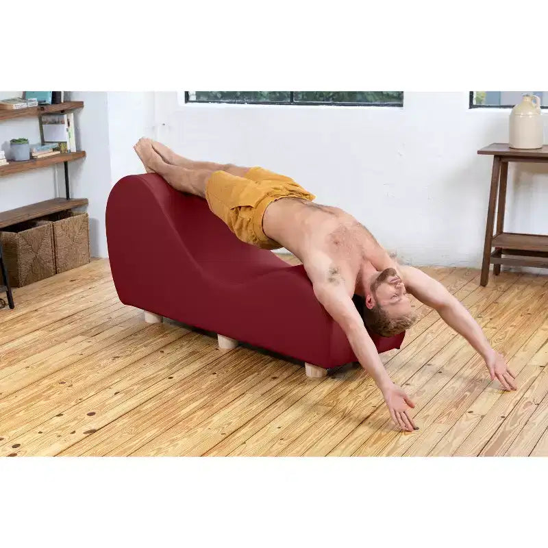 Chaise longue pour l'étirement et la relaxation, pieds en bois d'Hévéa, similicuir - Gris sous-marin
