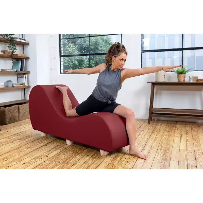 Chaise longue pour l'étirement et la relaxation, pieds en bois d'Hévéa, similicuir - Gris sous-marin