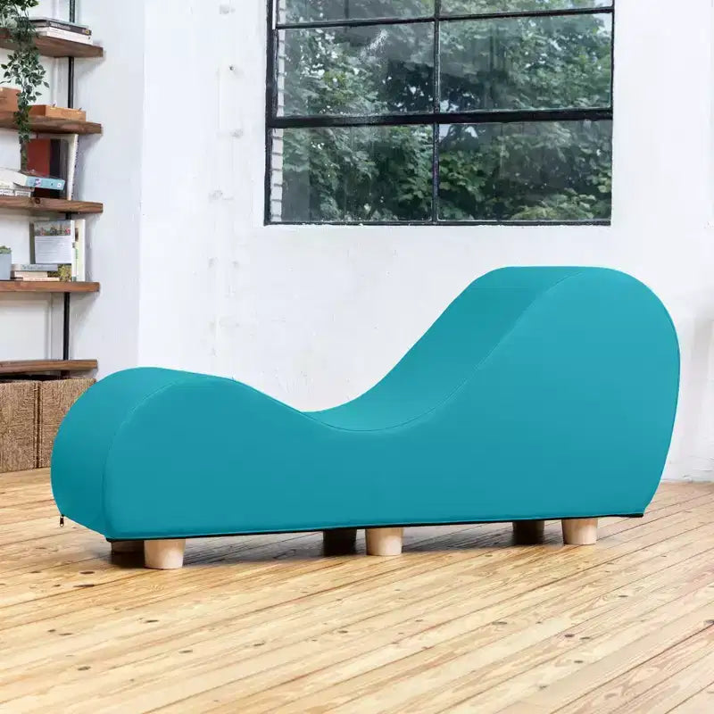Chaise longue pour l'étirement et la relaxation, pieds en bois d'Hévéa, similicuir - Gris sous-marin