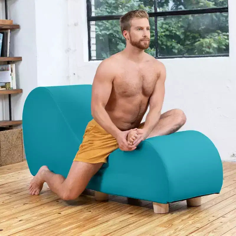 Chaise longue pour l'étirement et la relaxation, pieds en bois d'Hévéa, similicuir - Gris sous-marin