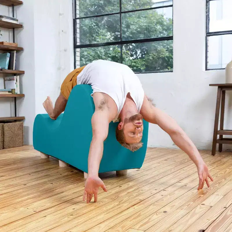 Chaise longue pour l'étirement et la relaxation, pieds en bois d'Hévéa, similicuir - Gris sous-marin