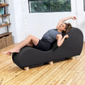 Chaise longue pour l'étirement et la relaxation, pieds en bois d'Hévéa, similicuir - Gris sous-marin