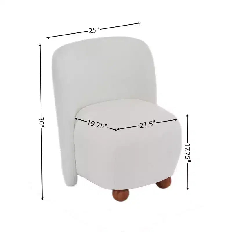 Fauteuils d'appoint pour chambre à coucher, fauteuil d'appoint moderne à dossier bas, chaises de salon sans accoudoirs rembourrées, pieds ronds en bois de pin
