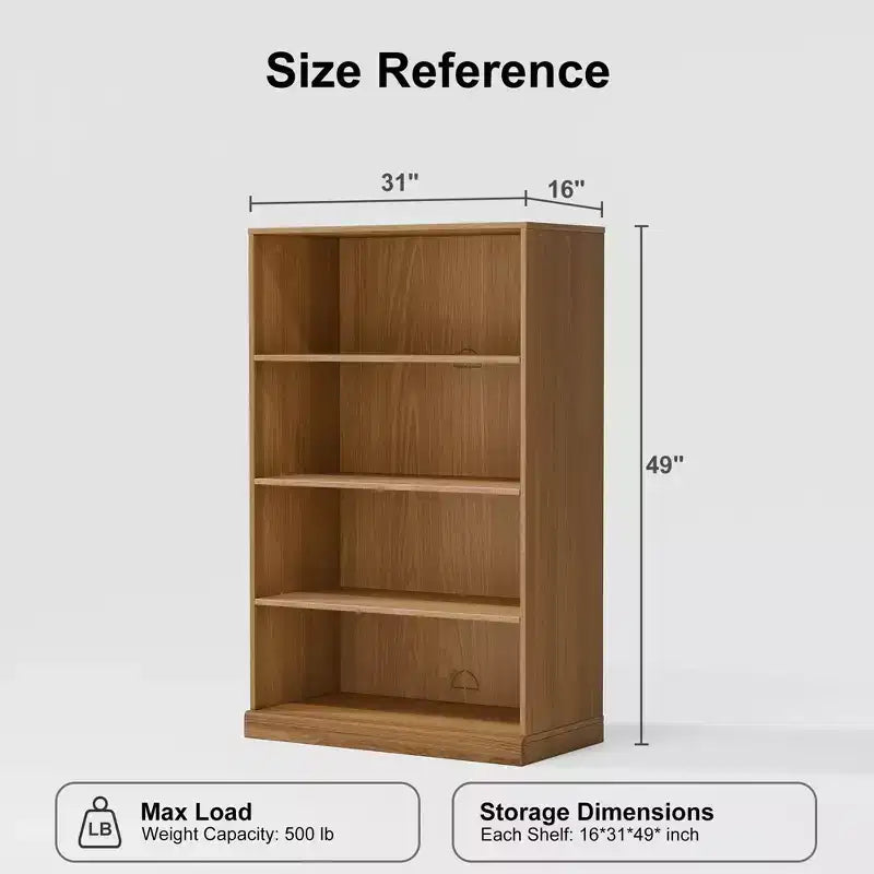 Armoire de rangement décorative de 48,5 po en bois veiné noir, sans portes, avec 4 étagères