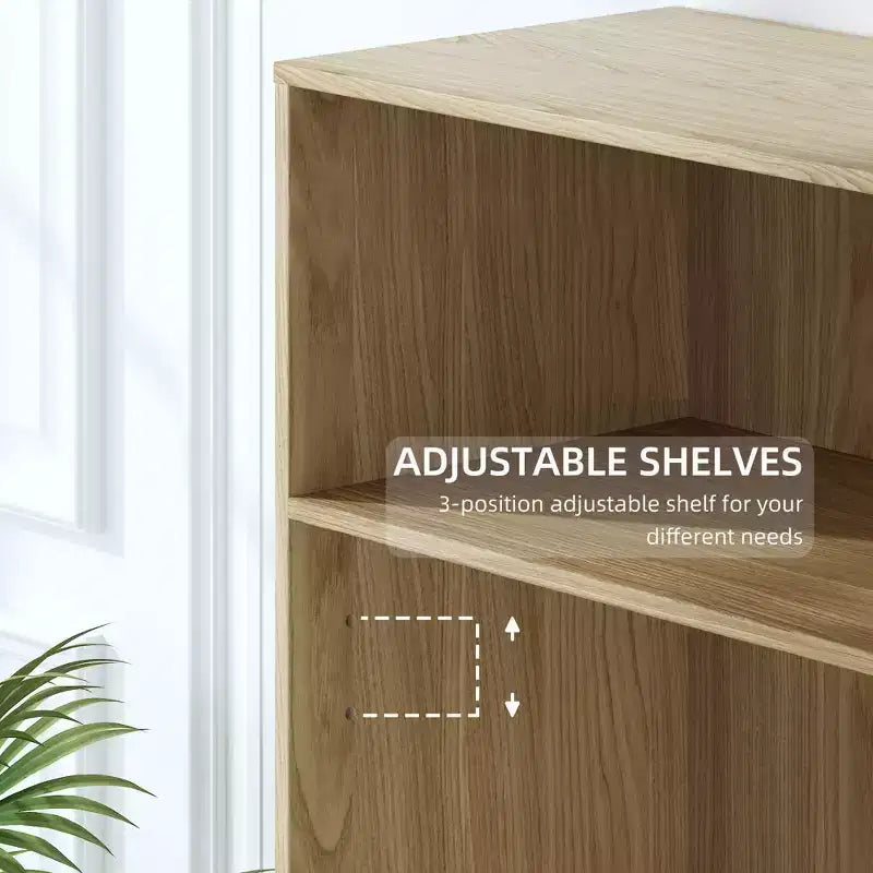 Armoire de rangement décorative de 48,5 po en bois veiné noir, sans portes, avec 4 étagères