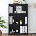 48.5 Black Practical Wood Grain Decorative Storage Cabinet Without Doors, With 4 Shelves