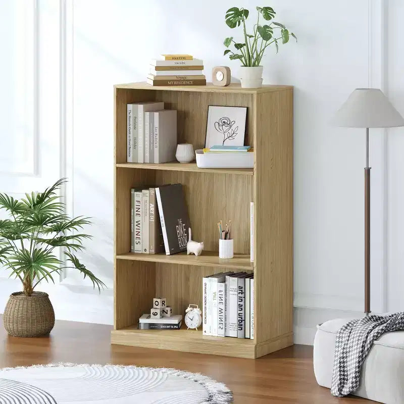 Armoire de rangement décorative de 48,5 po en bois veiné noir, sans portes, avec 4 étagères