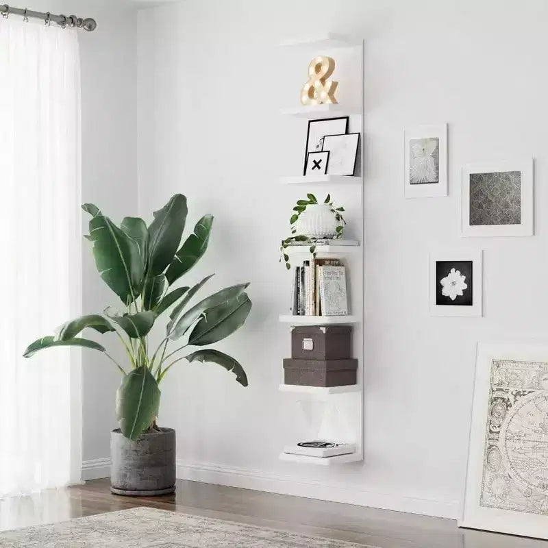 Tier Wall Shelf Unit Floating Shelves Storage Home Display White Tall Long Shelf Book Shoe Vanity Purse TV Bedroom Living Room