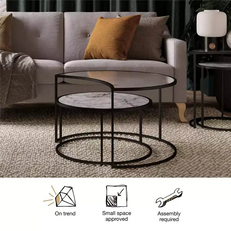 GDFStudio Luminara 2 Piece Moon Phases Nesting Coffee Tables