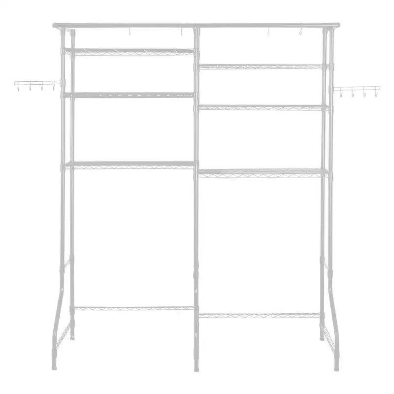 VEVOR Over Washer and Dryer Storage Shelves, 6 Tiers Laundry Room Drying Rack with Hanger Rod and Hooks, Two Rows Adjustable Washer Shelves, White
