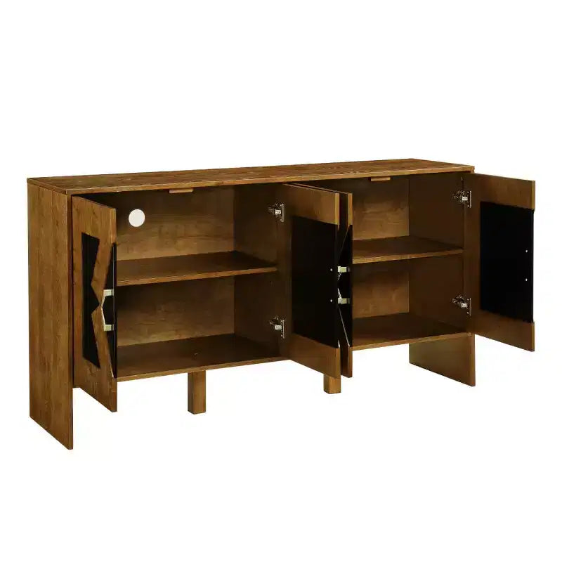 Mid-Century Modern Sideboard Buffet Cabinet with Geometric Doors, Storage Console with Adjustable Shelves - Panipeachy