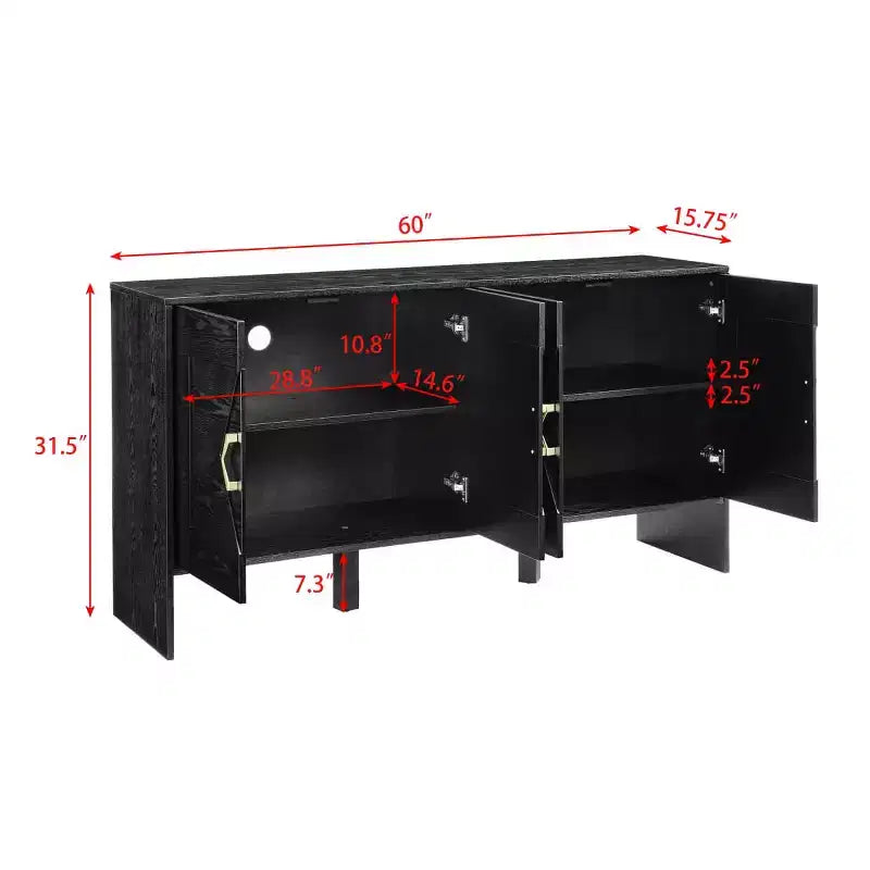 Mid-Century Modern Sideboard Buffet Cabinet with Geometric Doors, Storage Console with Adjustable Shelves - Panipeachy