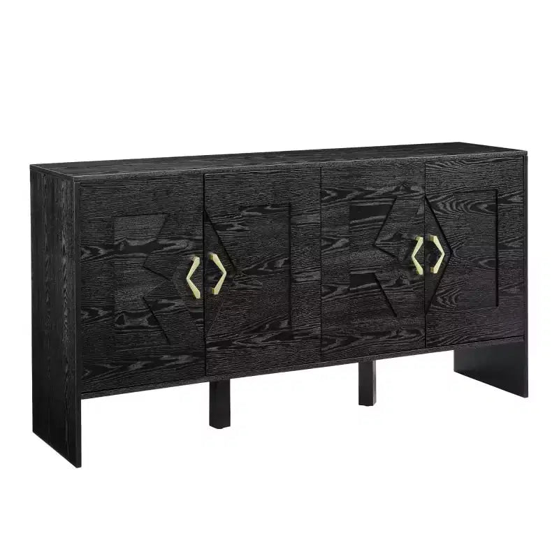 Mid-Century Modern Sideboard Buffet Cabinet with Geometric Doors, Storage Console with Adjustable Shelves - Panipeachy